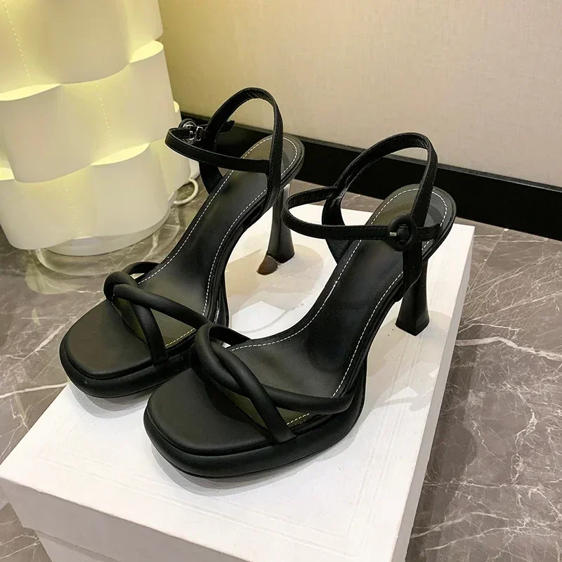 Stiletto Sandals Fashion Women\'s Shoes  Buckle Women\'s Sandals Cross Toe Luxury Girls Summer Stiletto Heels Womens Shoes