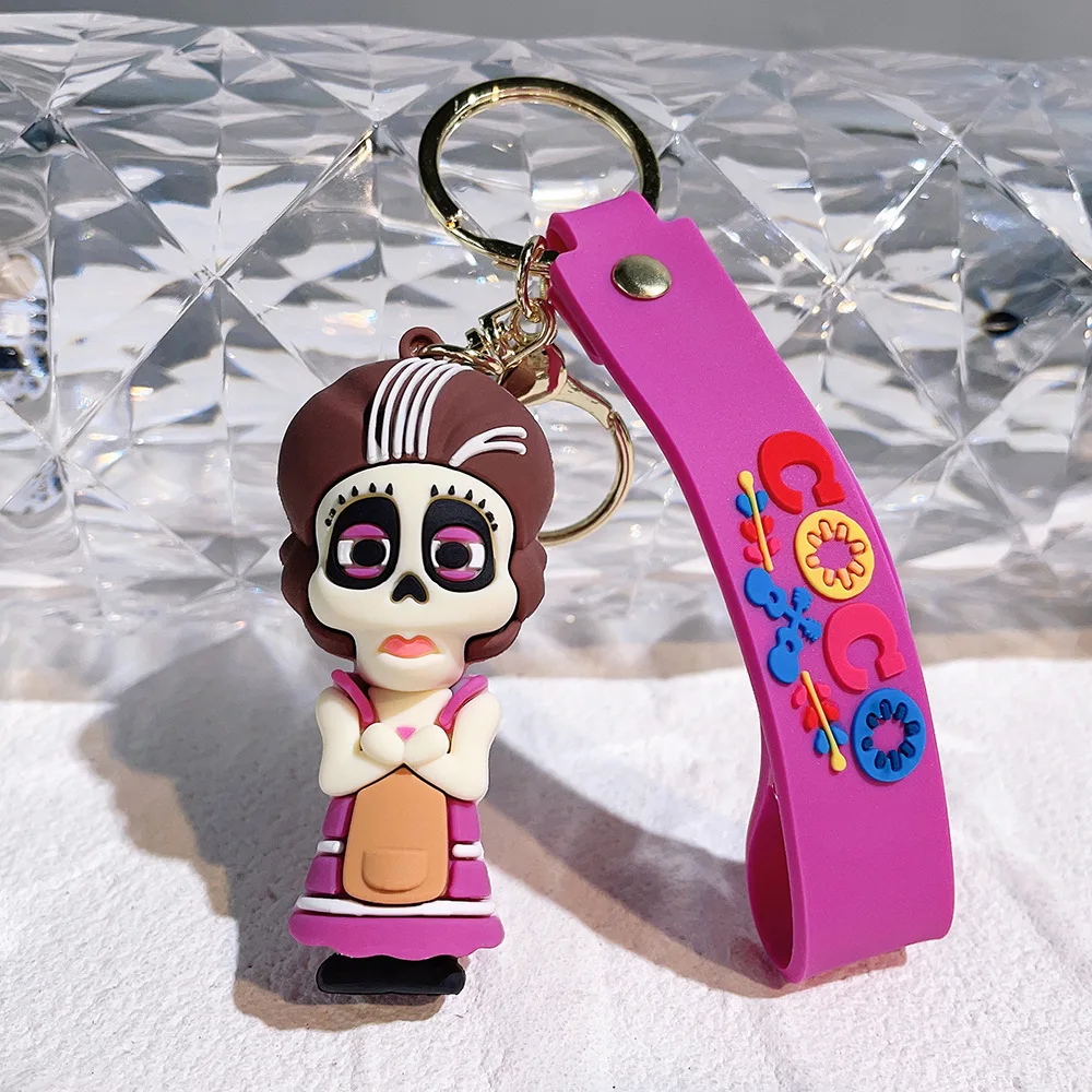 Disney Anime Movie Coco portachiavi in Silicone Cartoon Figure Toy ciondolo portachiavi gioielli portachiavi per auto portachiavi accessori regalo