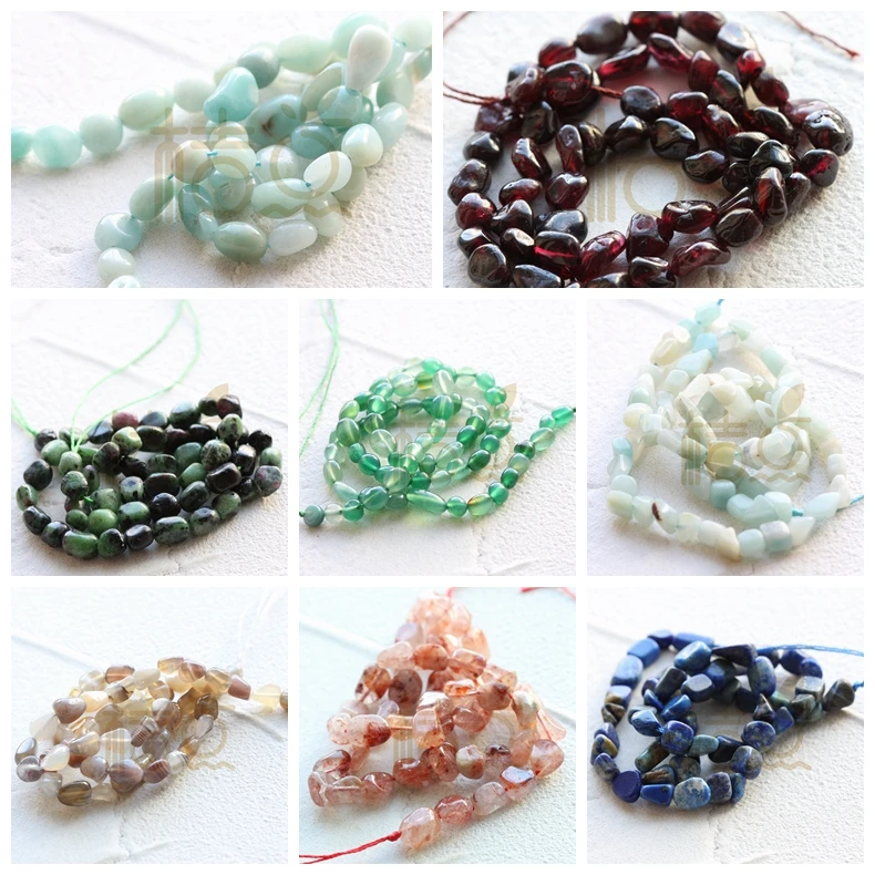 

One Strand (50 Pieces) Colored Semi Precious Stone Beads - Nugget 8x7mm (G283C-1)