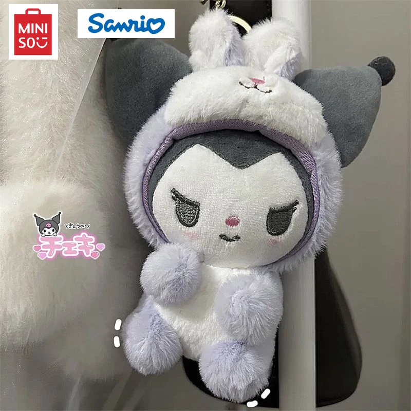 Llavero con colgante de felpa de dibujos animados, Miniso Sanrio, Kuromi bonito, llavero pequeño para regalo de pareja