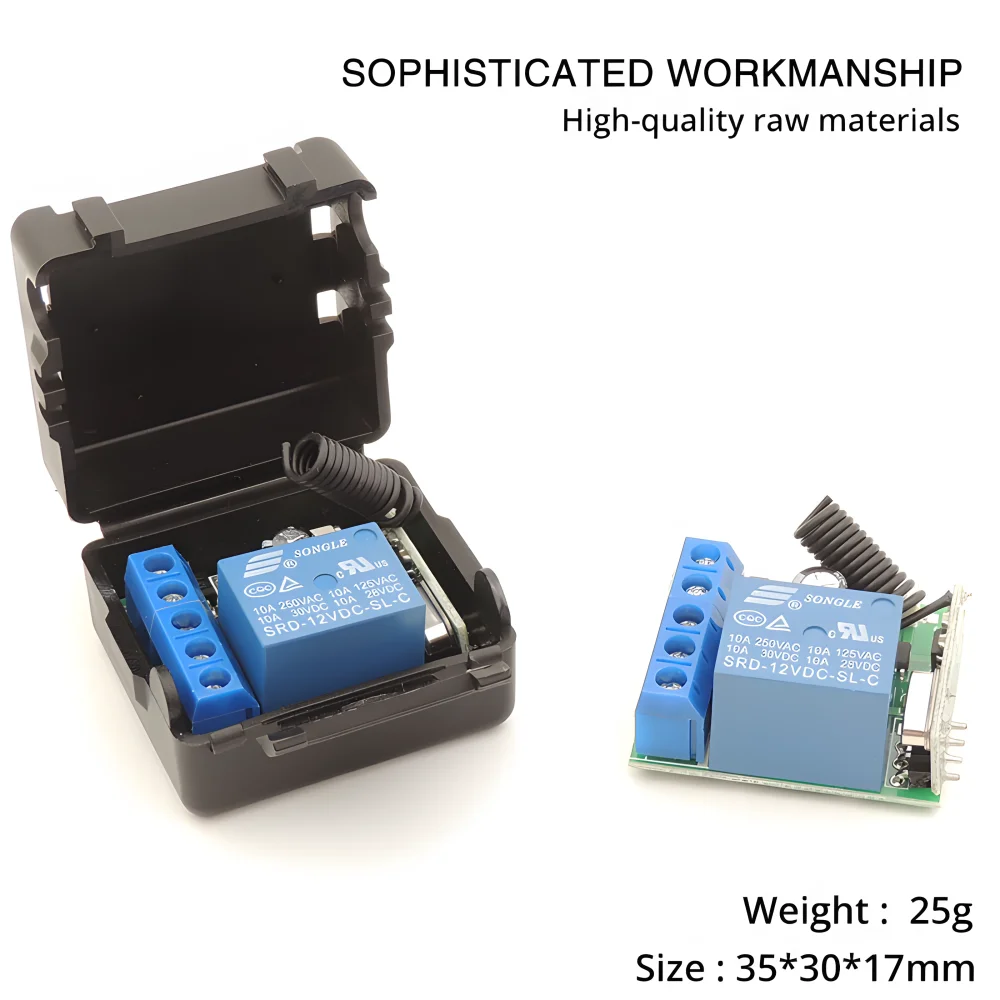 สวิตช์ควบคุมระยะไกลประตูแบบสากล433MHz DC12V ที่เปิดประตูโรงรถ10A 15V โมดูลเล็กรีโมทคอนโทรลสำหรับล็อคแม่เหล็กไฟฟ้า