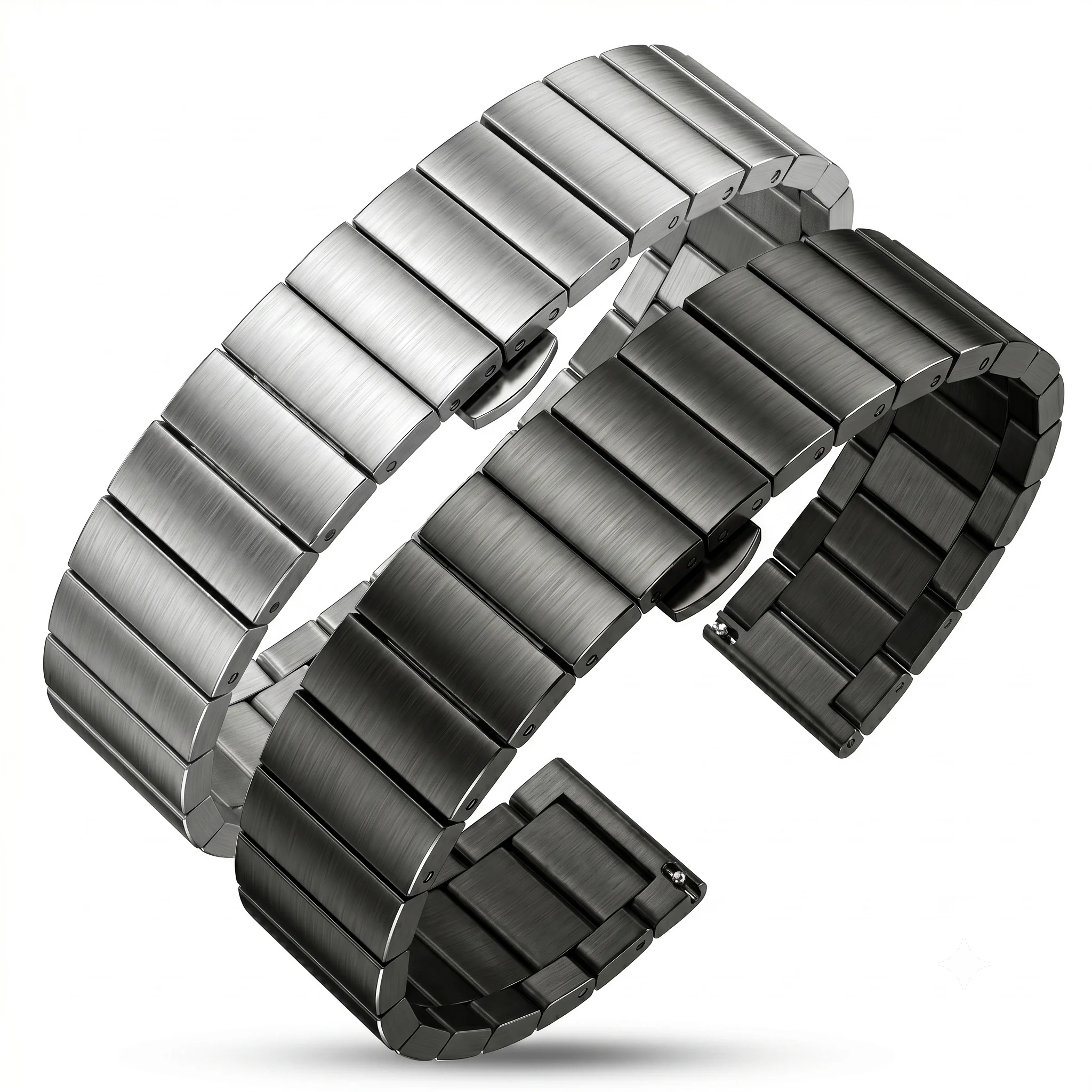 Solid Stainless Steel Watch Band Bracelet 16mm 18mm 20mm 22mm Silver Black Brushed Metal Watchbands Strap