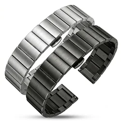 Solid Stainless Steel Watch Band Bracelet 16mm 18mm 20mm 22mm Silver Black Brushed Metal Watchbands Strap