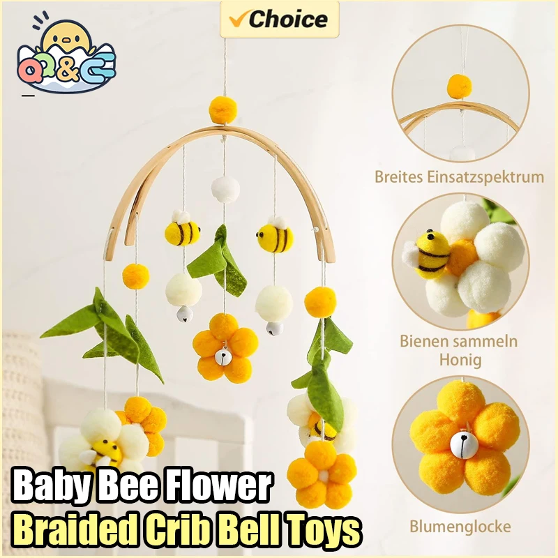 Baby Wooden Bed Bell Bracket Mobile Hanging Rattles Toy Hanger Baby Crib Mobile Bed Bell Wood Toy Holder Arm Bracket