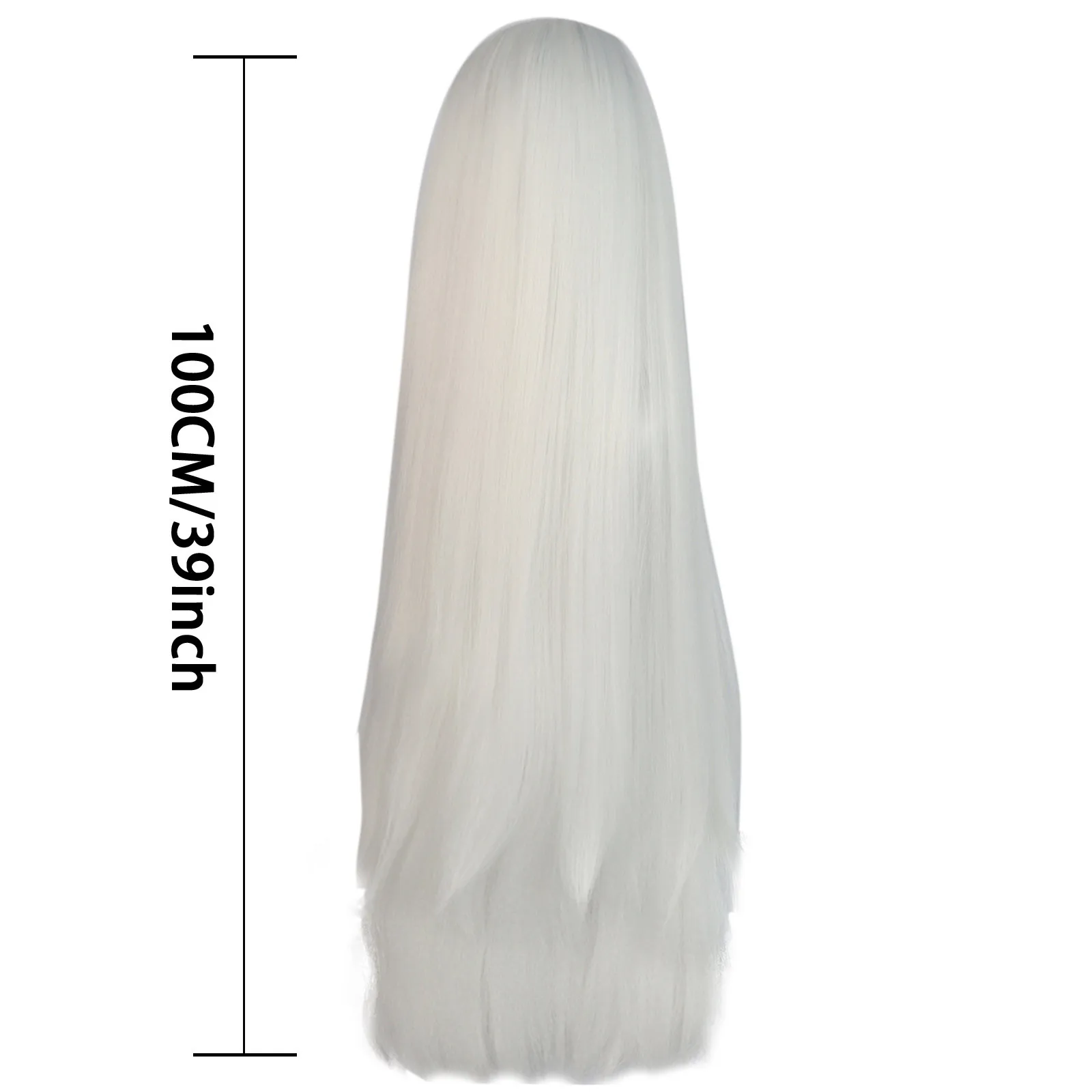 Parrucca Cosplay Vaggie parrucca bianca lunga diritta resistente al calore capelli sintetici Costume di Halloween gioco di ruolo parrucche per feste + cappuccio per parrucca