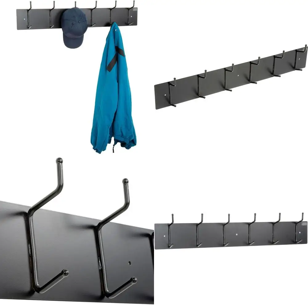 

Half-Size Black Wall-Mounted Coat Rack - 36 Wide