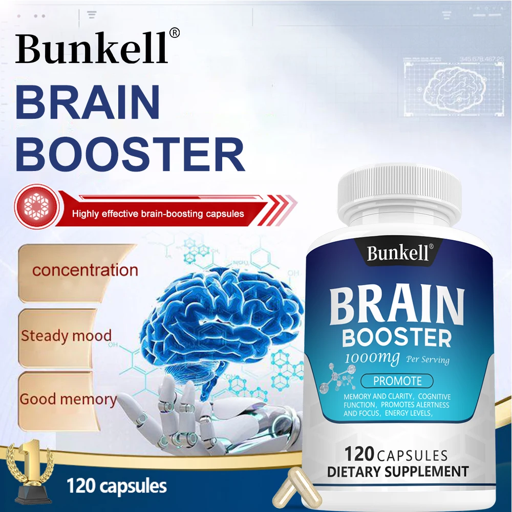 Brain Supplements 1000mg - Supports Brain Health, Focus and Memory, Promotes Mood Balance, Vitamins, Choline