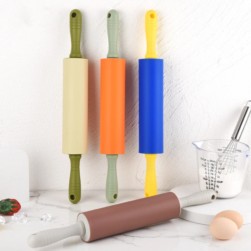 

Silicone Pastry Roller Non-stick Dough Rolling Pin Cake Kneading Machine Pizza Pies Biscuit Cookie Embosser Kitchen Baking Tools