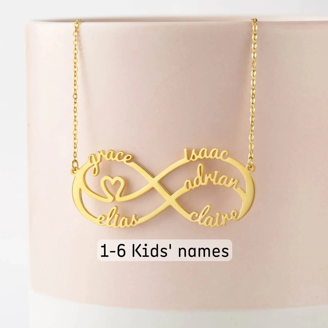 

Tangula Personalized Custom Name Infinity Symbol Necklace Mom Stainless Steel Necklace With Kids Names Gift for Mom Jewelry