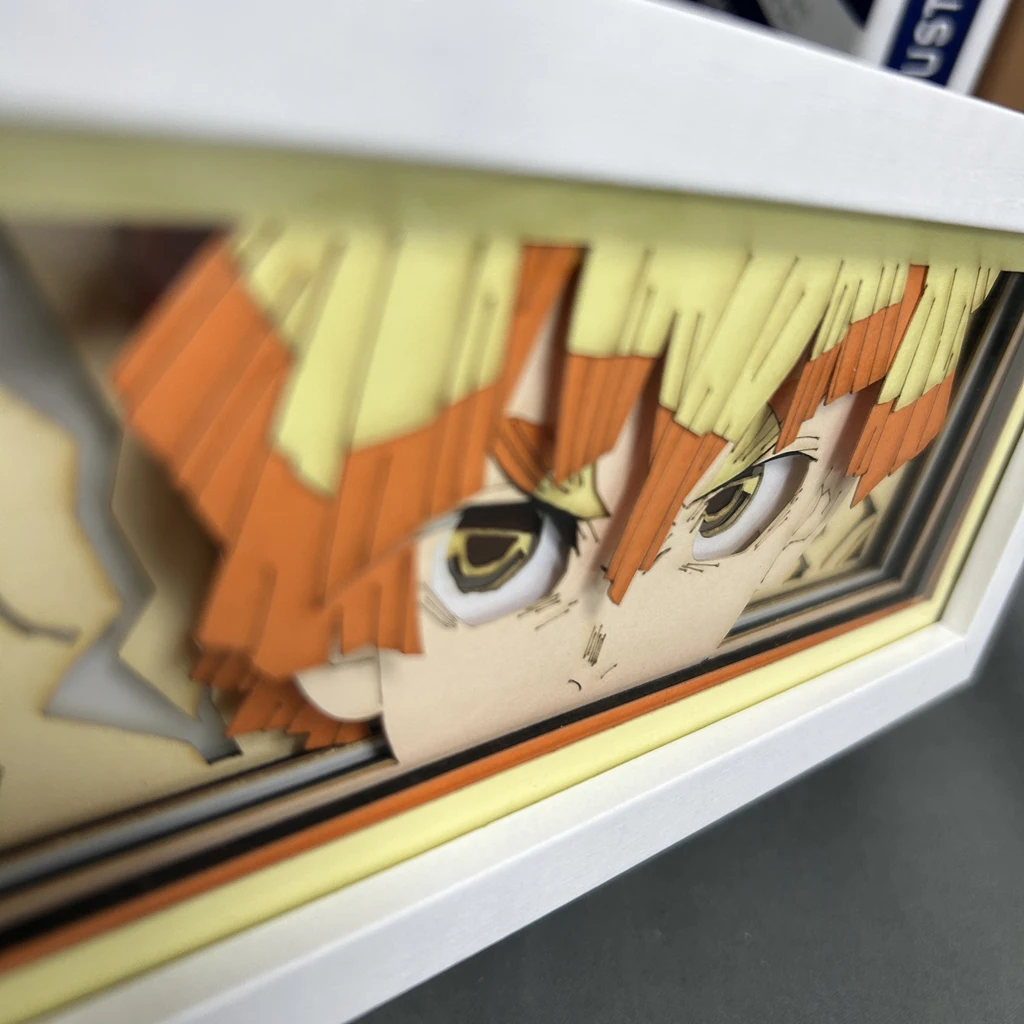 Led Light Box For Child\'s Room Decoration Manga Paper Carving Desk Lamp Anime Figures Zenitsu Agatsuma Face