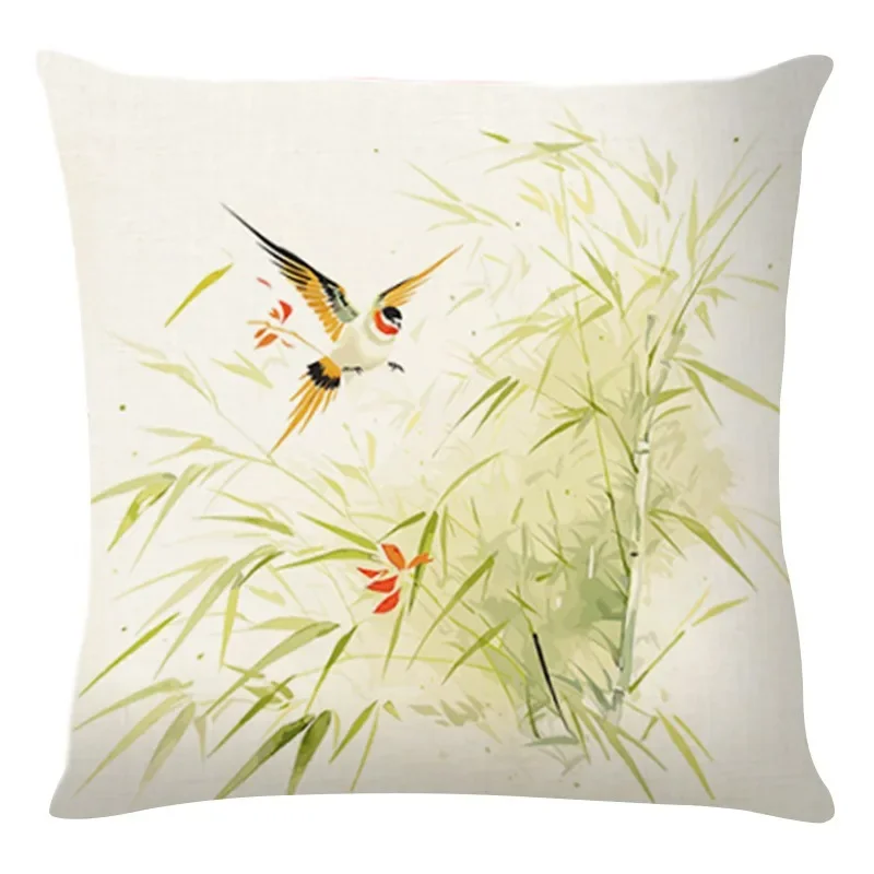 الخيزران غابة الطيور طباعة ديكور المنزل المخدة غرفة نوم غرفة المعيشة أريكة الديكور غطاء وسادة بوليستر مع سحاب
