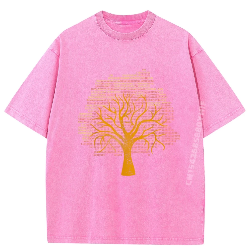 

Binary Tree Computer Coding Special Casual T-shirts For Men Youth Tees Washed Shirt Mens Clothing Streetwear Tops