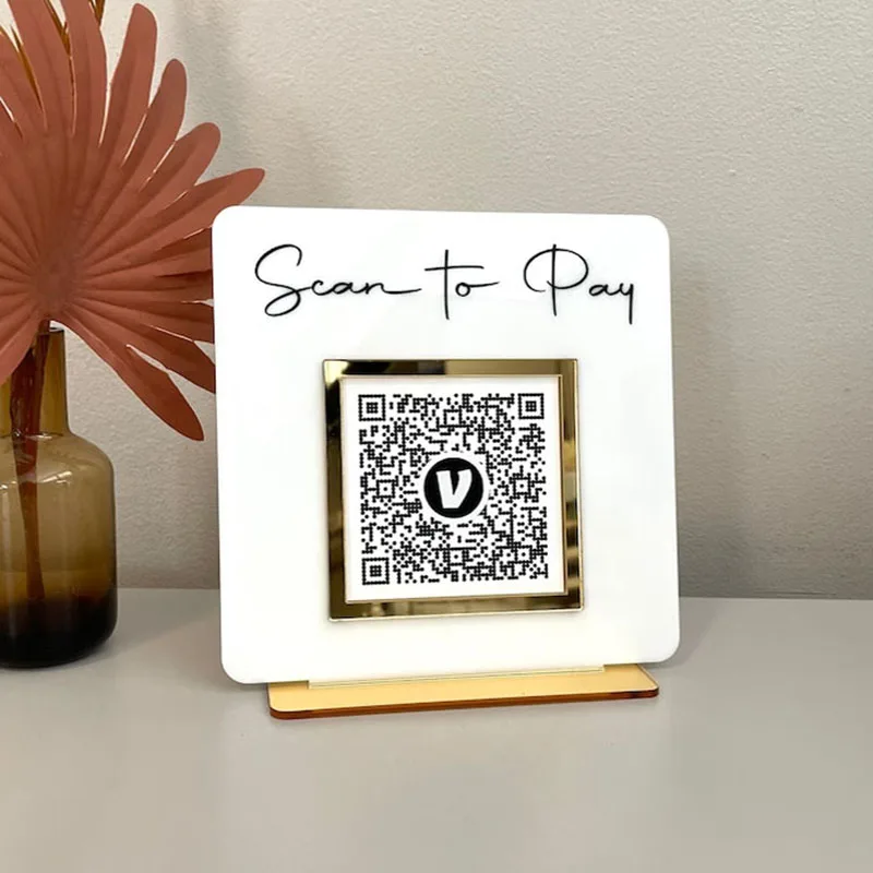 

Изготовленный на заказ бизнес-вывеска Доски для социальных сетей Знак QR-кода Instagram Facebook Бизнес Социальный медиа-знак Сканирование для оплаты Знак салона