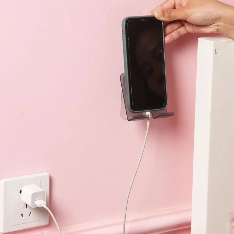 Plastic Wall-Mounted Mobile Phone Holder for Bathroom Sink and Kitchen Charging Support Bracket - Chasing Drama Phone Stand image 3
