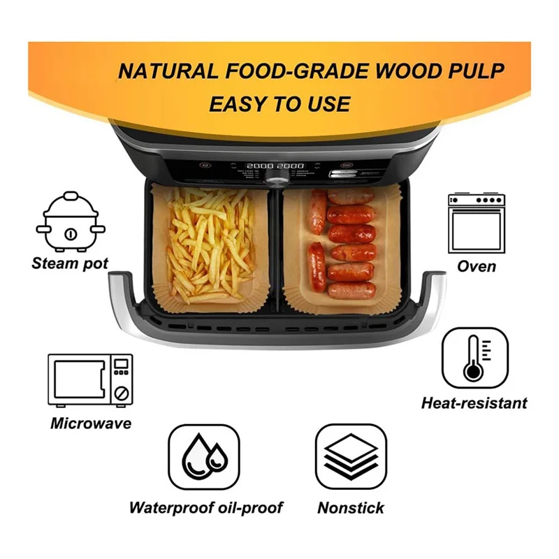 M04K 150PCS Air Fryer Liners Disposable, Liners For Air Fryer Basket, Air Fryer Parchment Paper Liners For Ninja Dual