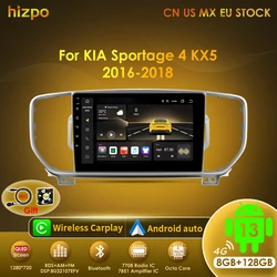 Hizpo For KIA Sportage 4  KX5 2016 - 2018 Car Radio Multimedia Player Navigation 2 Din Android 2din Autoradio CarPlay Stereo 4G