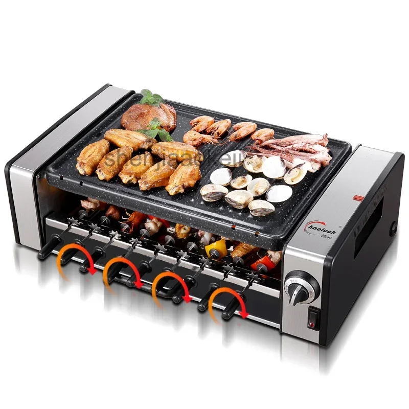Household 220v Household No-smoke Barbecue Pits Korean Commercial Automatic Electric Barbecue Machine Non-stick Electric Grills
