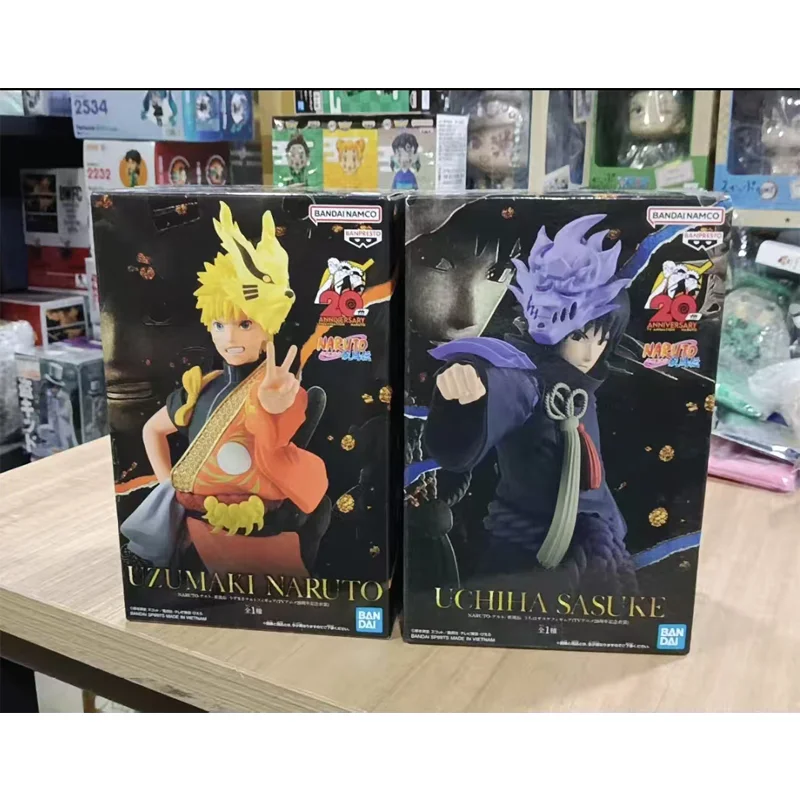 

In Stock Original Bandai Shippuden Series Uzumaki Naruto Sasuke 20Th Anniversary Commemorative Outfit Anime Figure Model Gifts