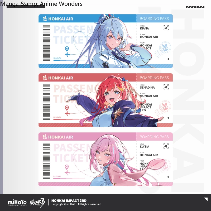 Presale Sunsyea Honkai Impact 3rd Official Merch miHoYo Original Authentic QJQD Series Laser Tickets Kiana Elysia Senadina