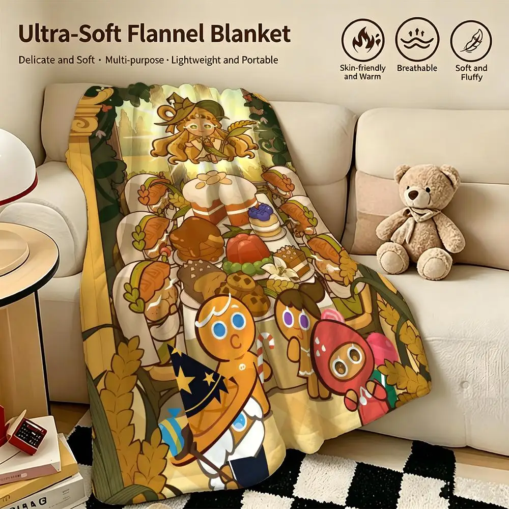 game C-Cookie Run-n Throw Warm Soft Flannel Blanket, Multi-use for Sofa Bed Camping Travel Nap