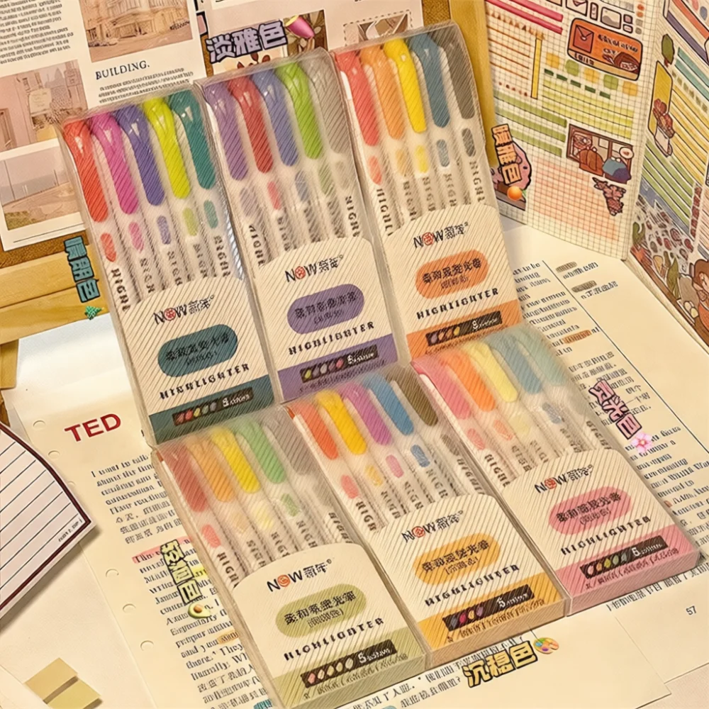 Dual Tip Highlighter Pens Set Colored Markers For Student Study Notes Journaling Aesthetic Stationery Art Supplies