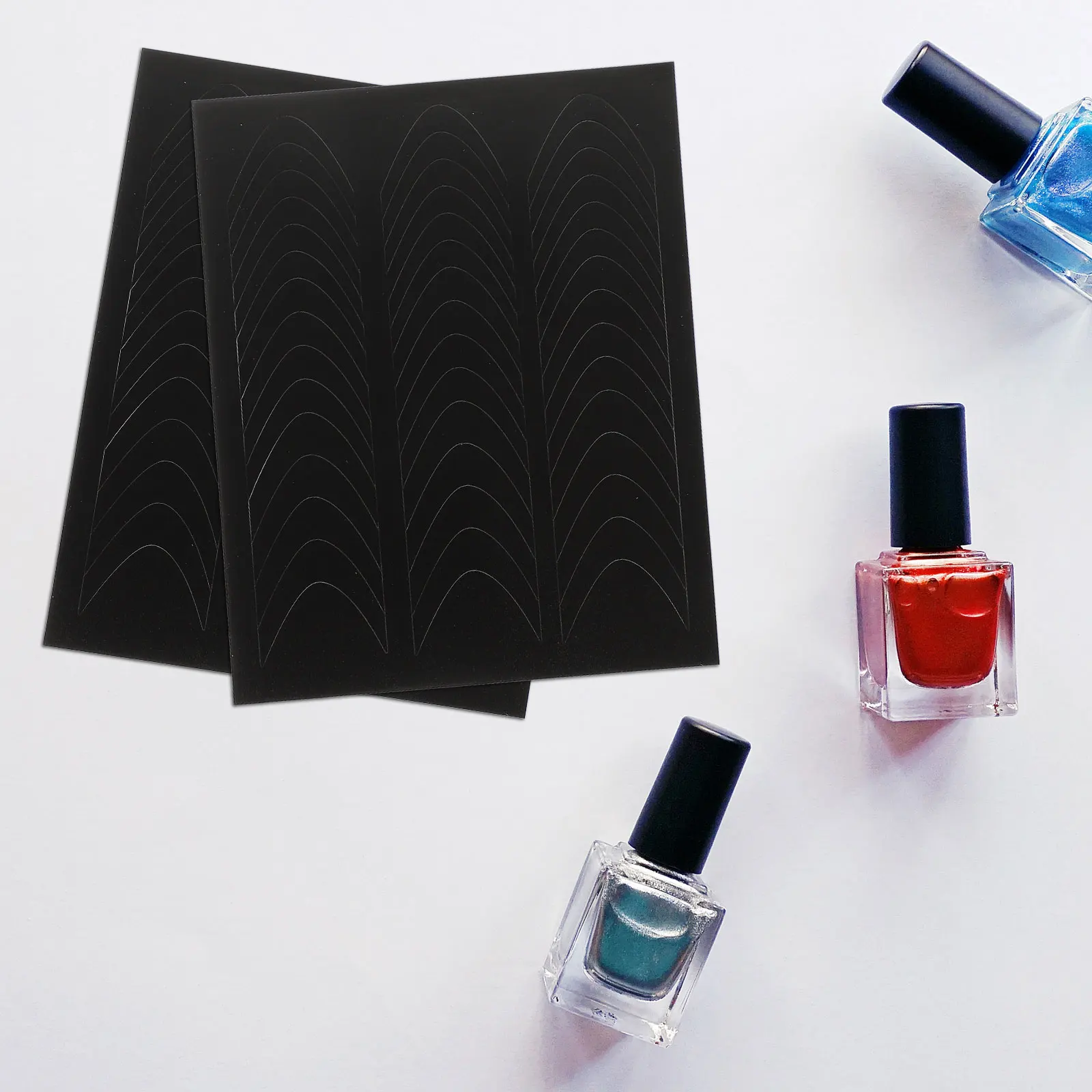 

4 Sheets French Manicure Stickers Tip Guide Decals for Daily Use Nail Art Tools Nails Patterns French Tip Nail Tool