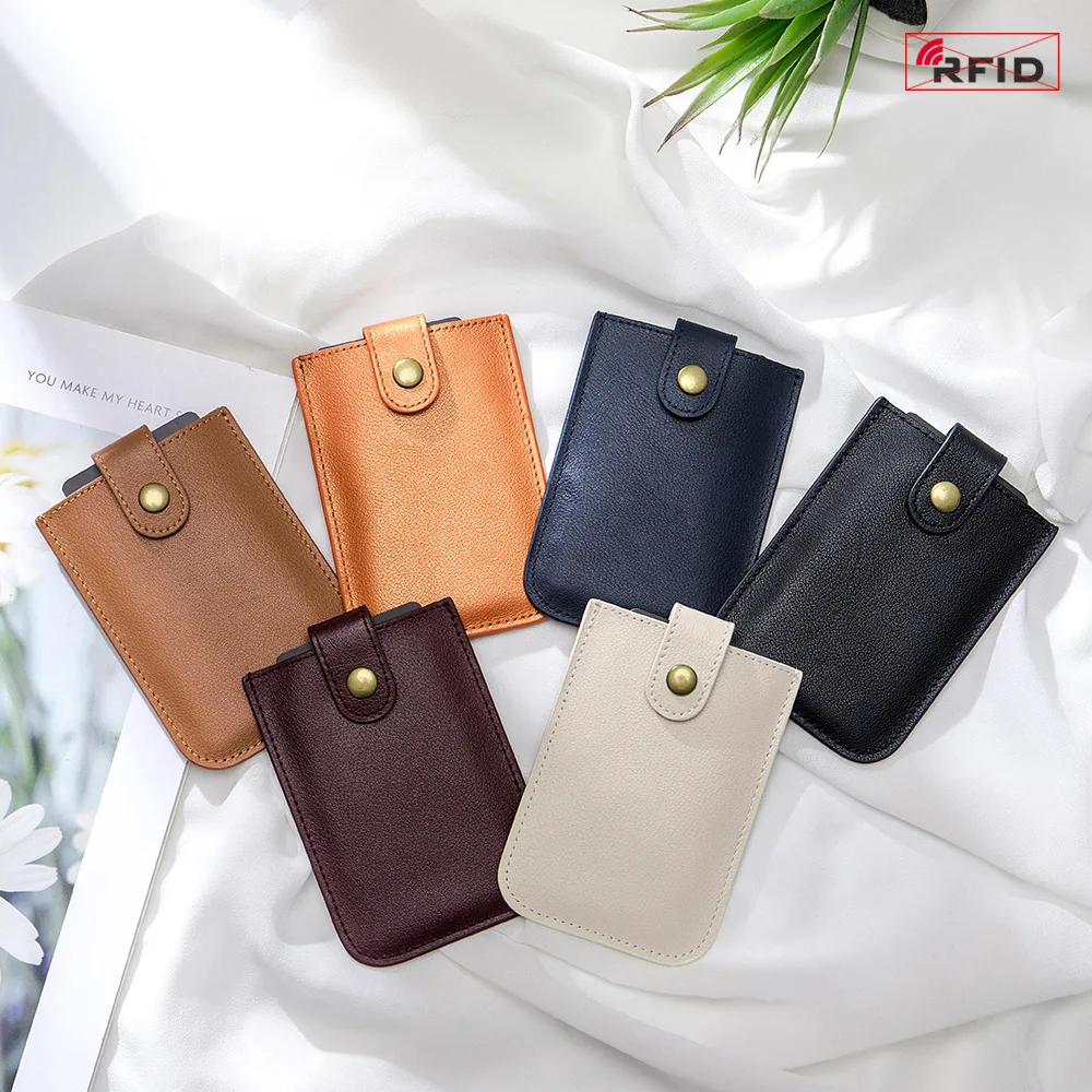 

Retro Slim RFID Fashion Cardholder Card Bag Keychain Mini Slim Male Credit ID Card Holder Coin Purse Card Wallets for Women