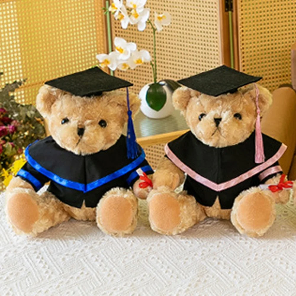 Bachelor Hat Doctor Cap Graduation Bear Doll Academic Dress Soft Bachelor Bear Plush Toy Stuffed Cute Bear Animal Doll