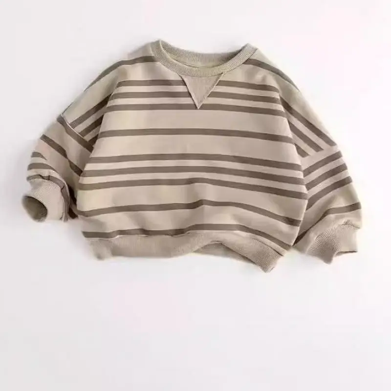 Autumn New Children Casual Striped Sweatshirt Baby Long Sleeve O-neck Tops Boys Girls Loose Sweatshirt Kids Pullover Clothes