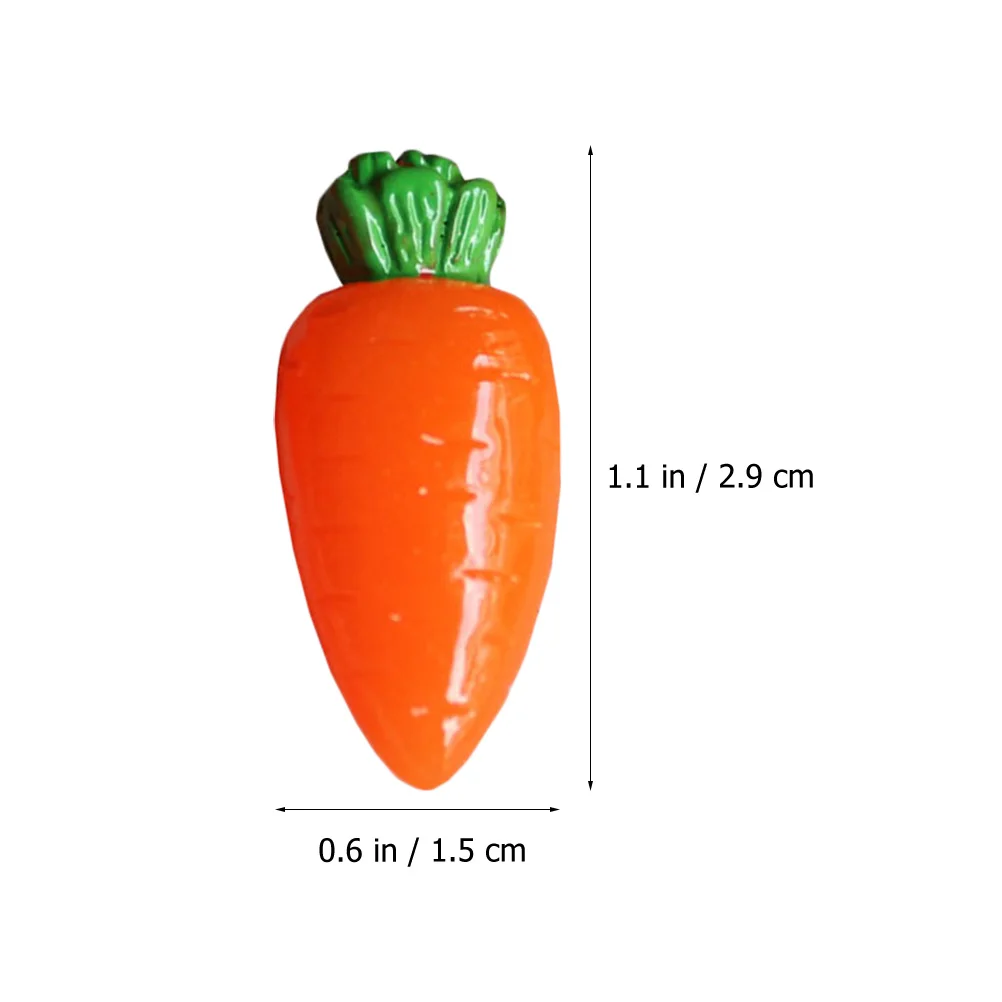 20 Pcs Resin Carrot Miniatures Realistic Vegetable Accessories Beads Embellishments Craft Supplies Simulated Food