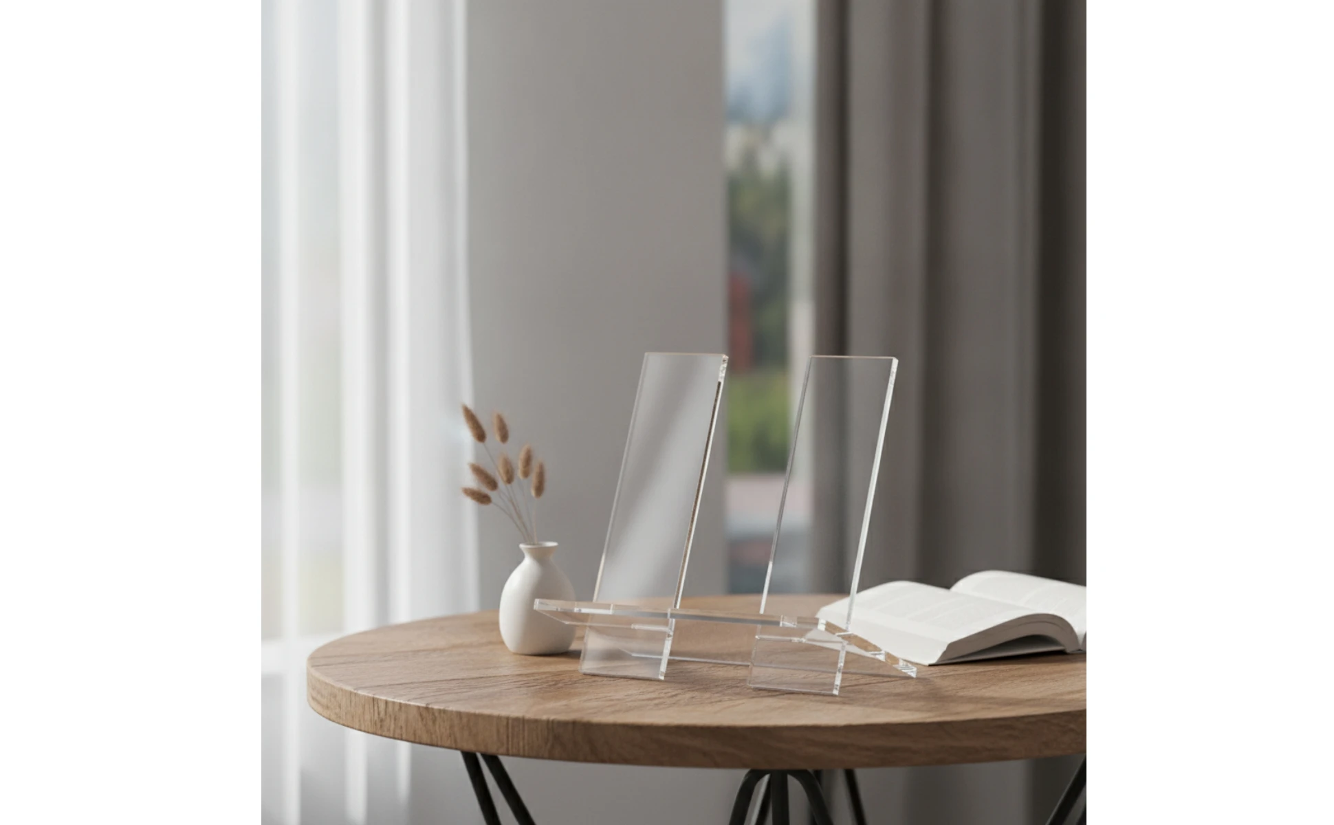 Book Stand with Upright Panels Transparent Acrylic Book Stand Display Riser Clear Minimalist for Collectors, Living Room
