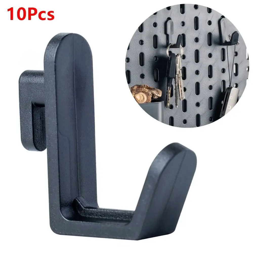 10Pcs Storage Rack Organizer Hole Board Hook J Shape Wall Mount Oblique Hanger Utility Locking Kit Hardware Tool Pegboard Hook