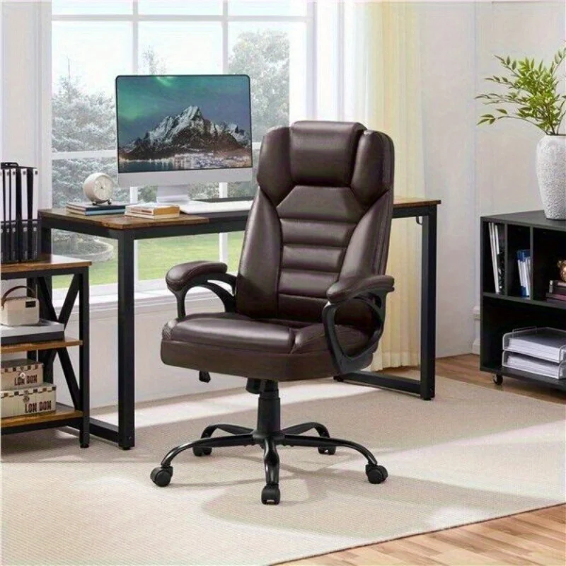 Executive Office Chair High Back Managerial Chair Computer Chair with Integrated Headrest, Padded Arms for Heavy People