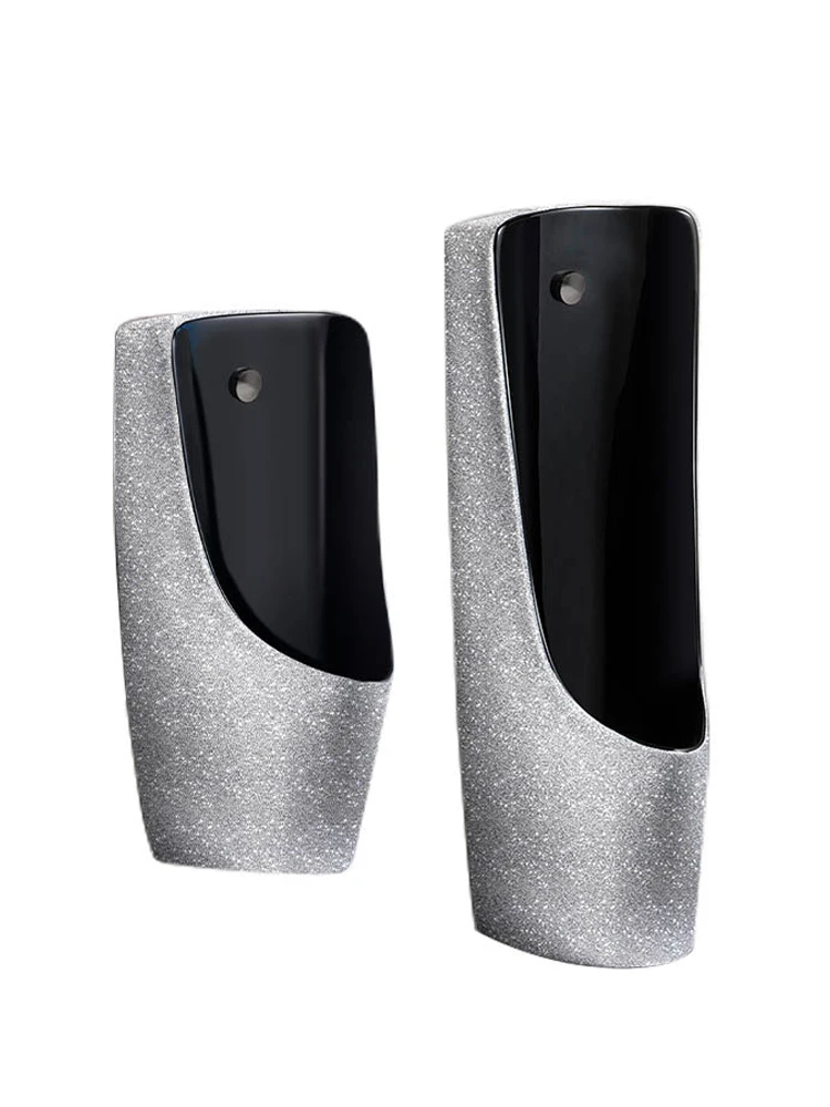 

Black floor-to-ceiling urinal wall-mounted household color ceramic hotel men's urinal induction type