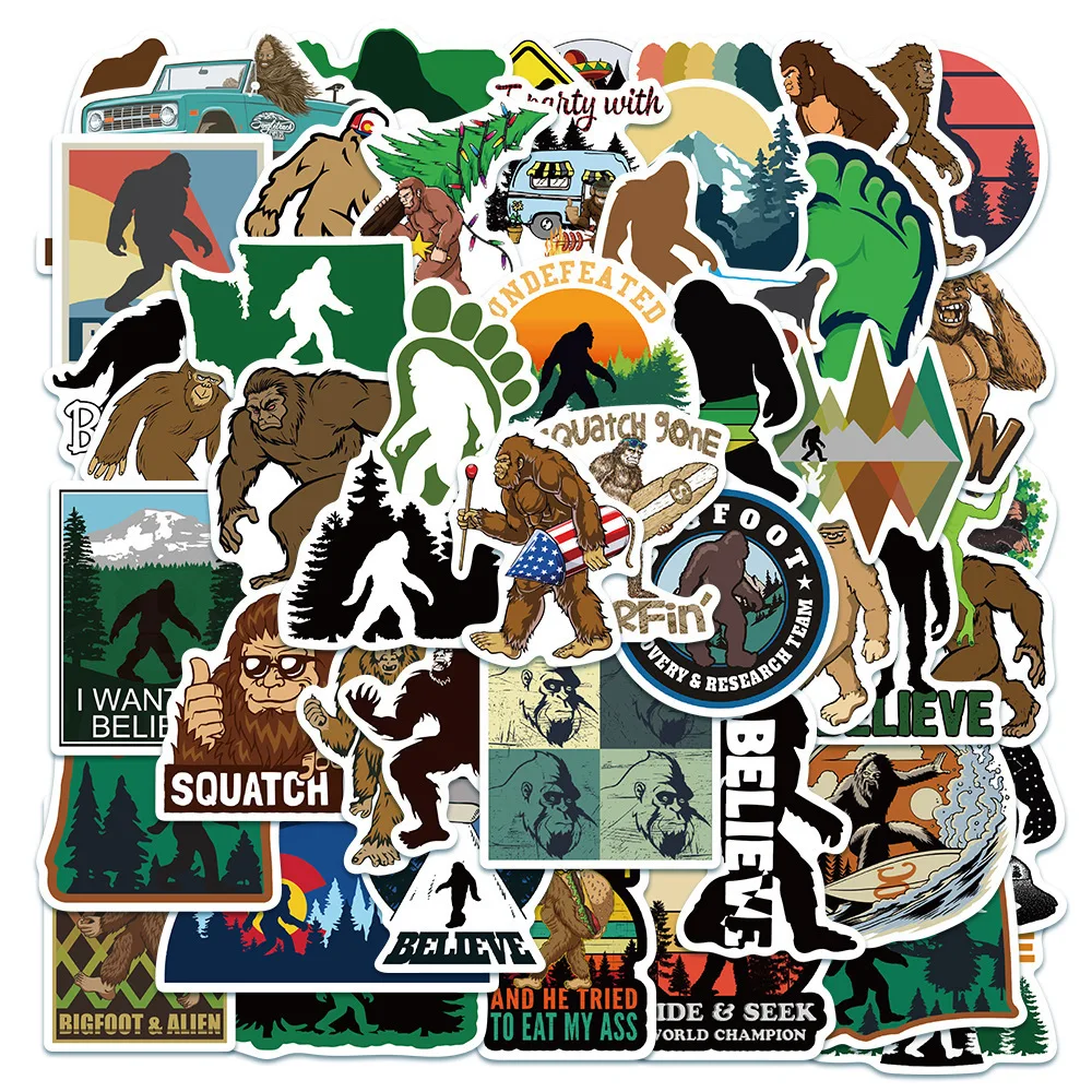 

10/30/50PCS New Outdoor Bigfoot Cartoon Cool Stickers Decorate Notebook Suitcase Scrapbook Scooter Motorcycle Helmet Bicycle