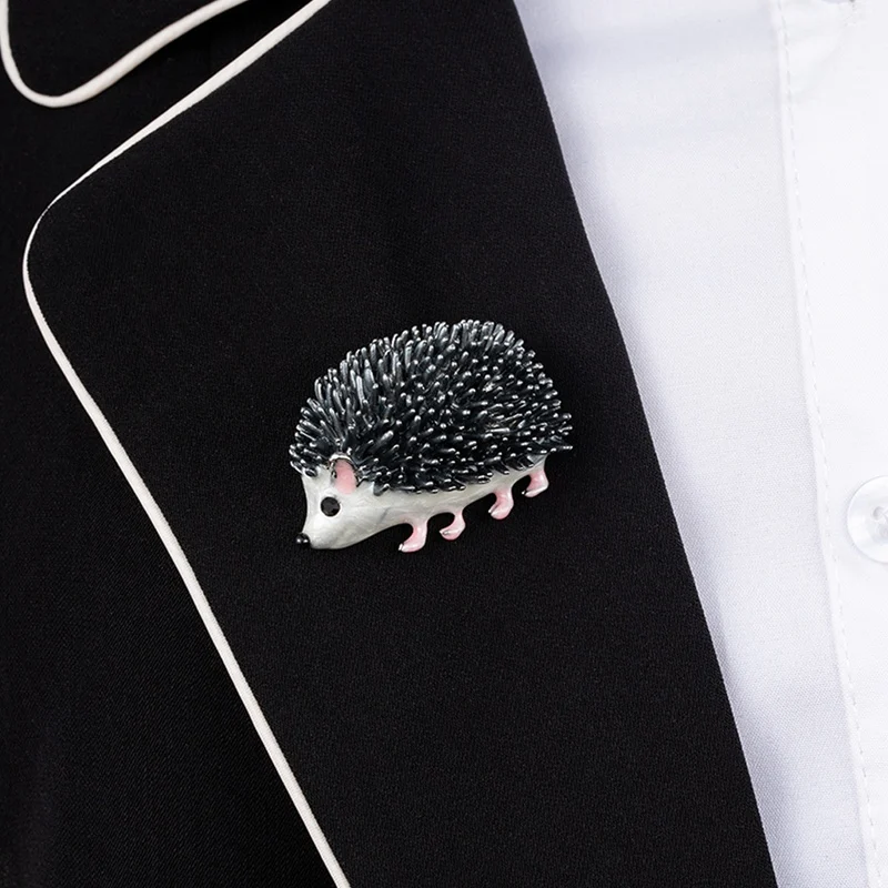 Cute Silver Color Hedgehog Brooches Kawaii Alloy Hedgehog Animal Suits Sweater Dress Hat Brooch Pins Scarf Buckle