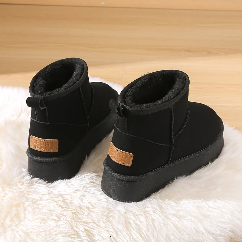 2025 منصة الثلوج أحذية النساء الشتاء الدفء الفراء أحذية قطنية امرأة فو الجلد المدبوغ الانزلاق على الكاحل بوتاس أحذية مبطنة #6