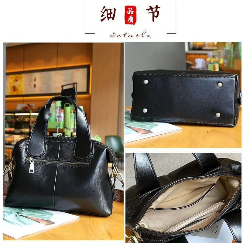 luxury handbags female crossbody bags Vintage Genuine leather women shoulder bag Large capacity soft leather cowhide fashion bag