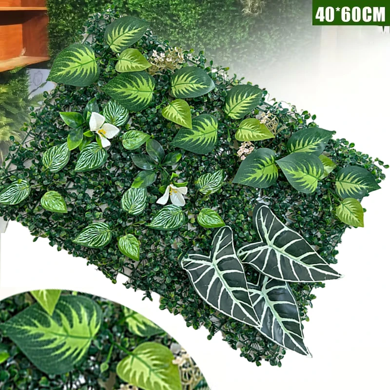 1pc Künstliche Pflanze Gras Wand Platte Künstliche Blätter Panel Outdoor Anti-Uv Zaun Für Privatsphäre Bildschirm Wand Hintergrund Dekor