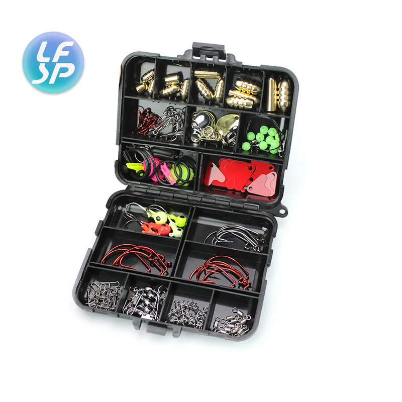 

128 Pcs/boxes Fishing Accessories Hook Swivel Weight Fishing Sinker Jig Stopper Connectors Sequins Curling Fishing Tackle Box