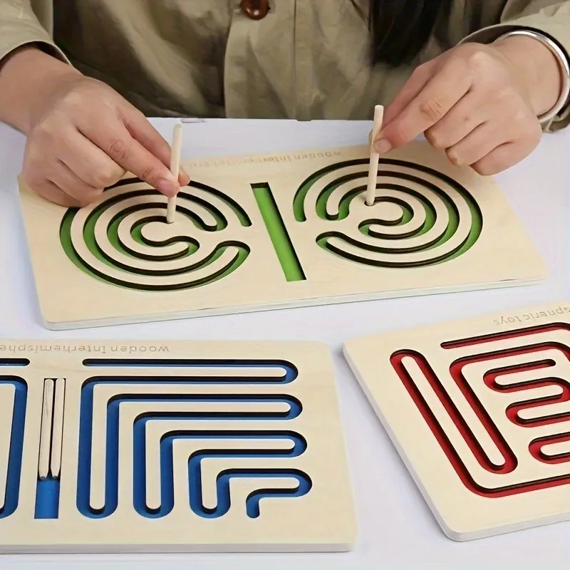 

1 Set Left And Right Brain Development Toy Pen Trajectory Training Puzzle Early Wooden Teaching Aids Educational Toy Gift