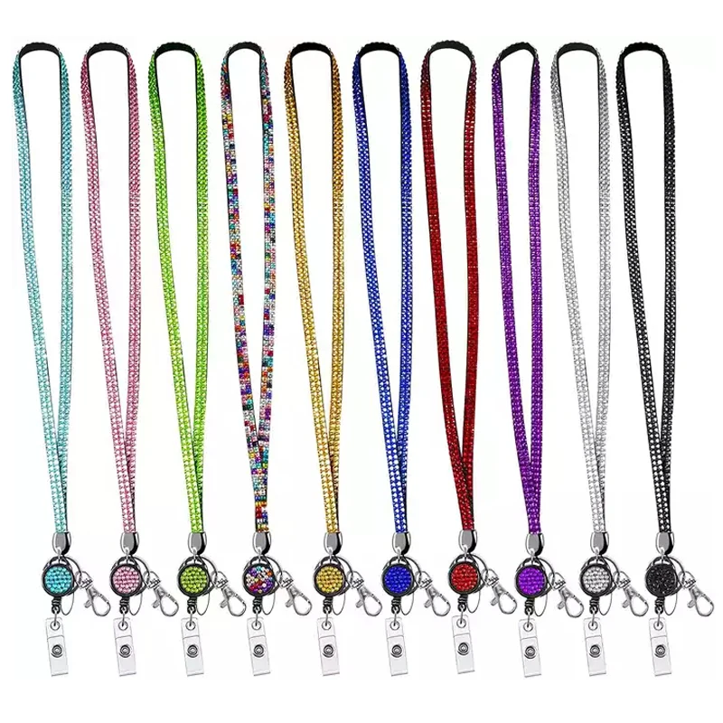 Custom Link Crystal Retail Lanyard Mobile Phone Neck Strap ID Glass diamond Lanyard