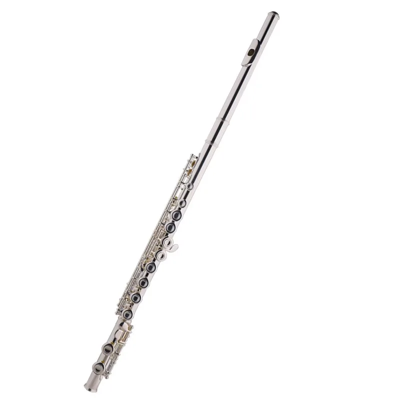 Silver Plated Cupronickel C Tune Flute 16 Hole Wind Instrument for Music Student Beginner Examination Stage Playing Musical Gear
