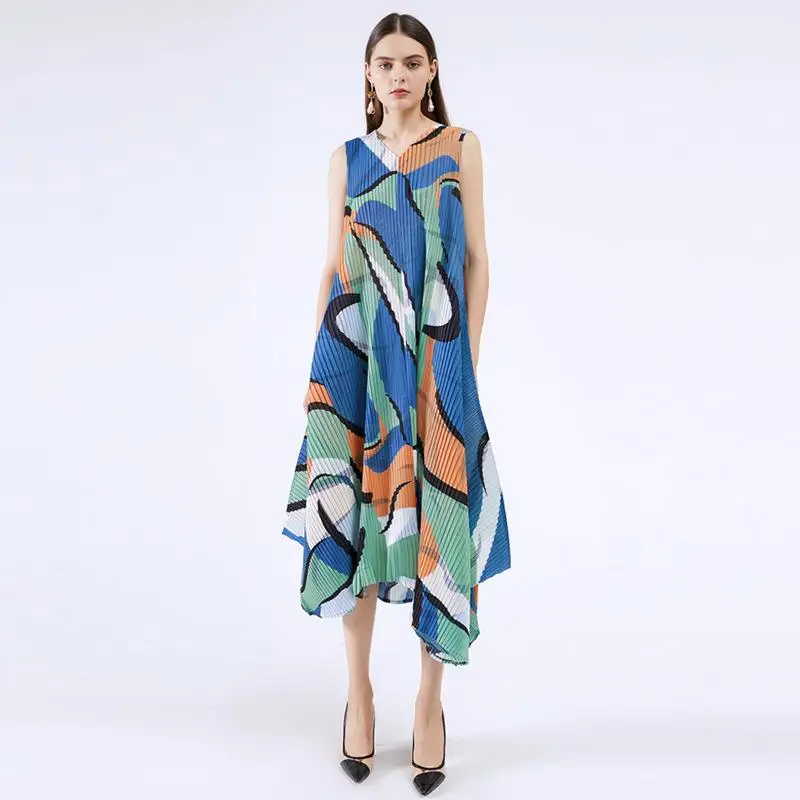 

Geometric Print Maxi Dr Women's Faion Summer Slimming Skirt Sle Casual mid Waist Polyester Fiber Long Skirt Basic Sle