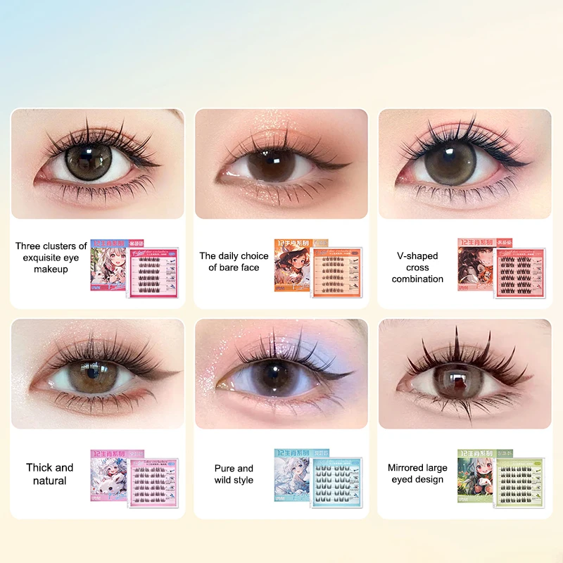 12 séries do zodíaco sem cola cílios postiços autoadesivos cílios postiços diy segmentados cílios postiços