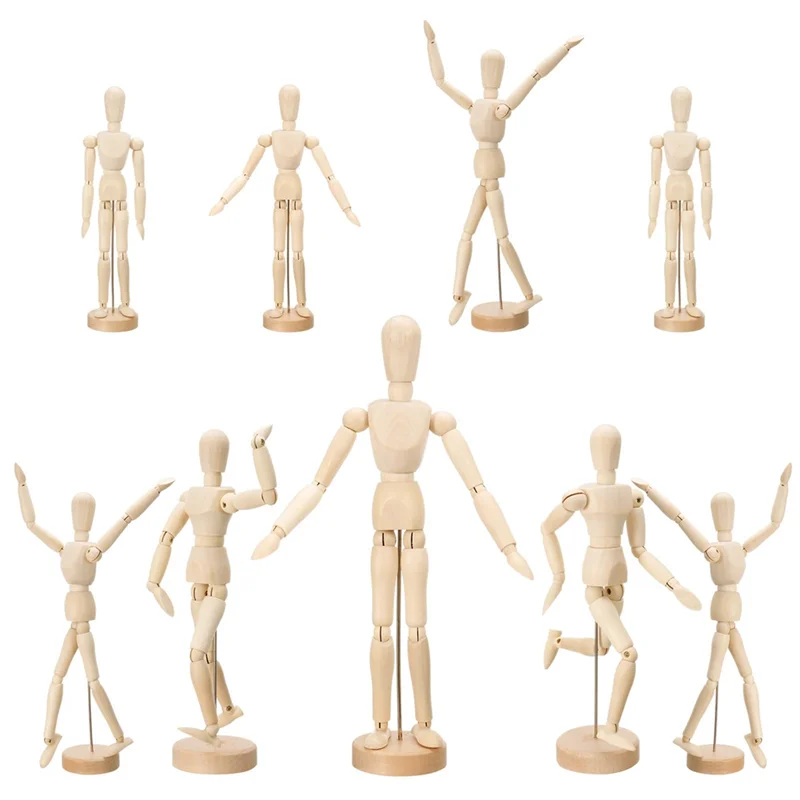 WOWFU-9 قطعة عارضة أزياء الفنان نموذج قزم خشبي رسم نموذج لجسم متحرك مع حامل عارضة أزياء مرنة مشتركة سهلة لنا