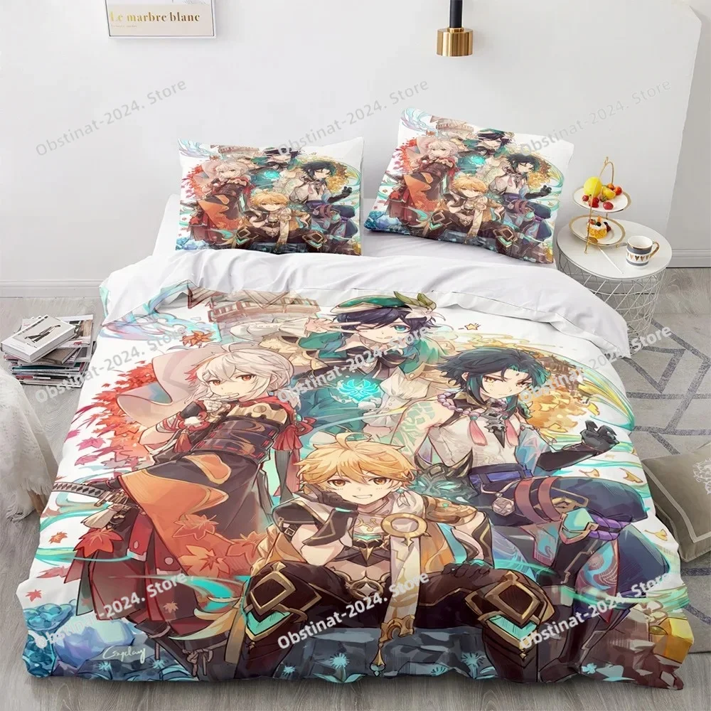 

Game Genshin Impact Comforter Bedding Sets Quilt Bed Cover Duvet Cover Pillow Case 3 Pieces Sets Kids Adult Size