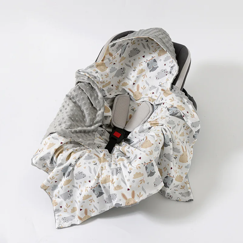 Baby Stroller Blanket Newborn Safety Seat Basket Sleeping Blankets Fleece Quilt Baby Swaddle Wrap Hooded Stroller Cover