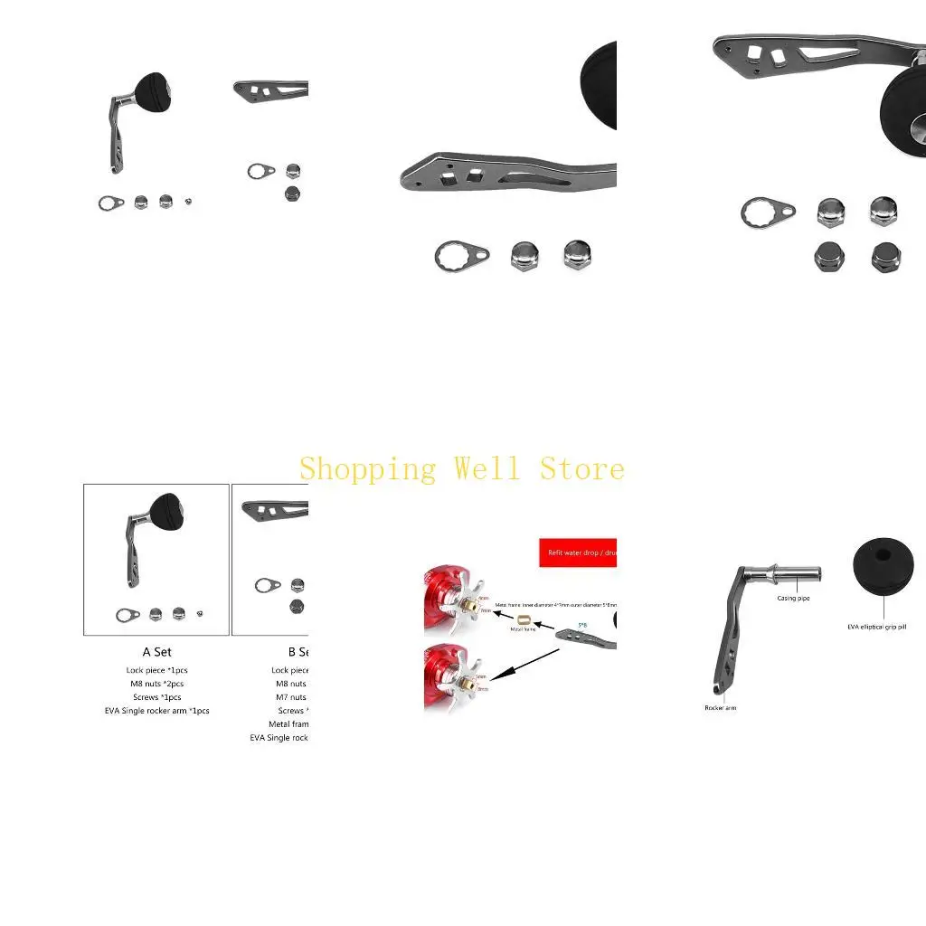 KX4B Fishing Reel Power Handle Single Knob Metal Fishing Rotating Reel Rocker Arm Grip Baitcasting Reel Power Handle