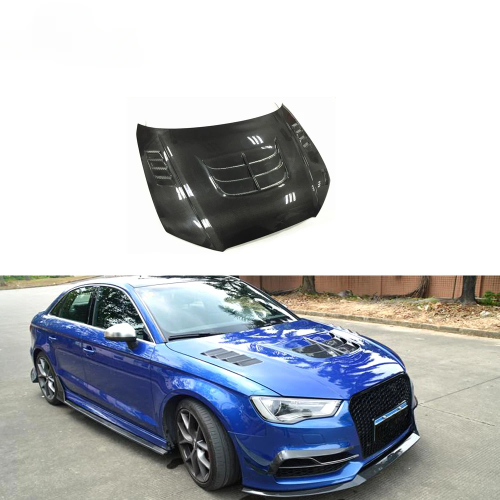 RS3 Style Carbon Fiber S3 Engine Hood for Audi A3 8V SLINE S3 Sedan 4-Door 2013-2016